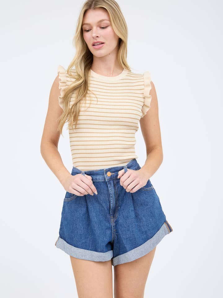 DÉBARDEUR À VOLANTS ET RAYURES pour la vente par The Workshop Studio