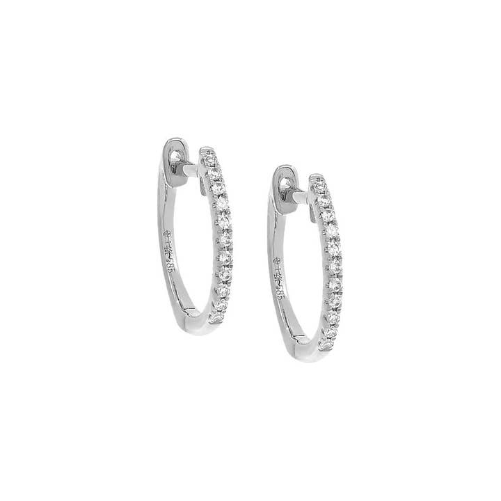 By Adina Eden - Wholesale Huggie Earrings - Diamond Huggie Earring 14K9