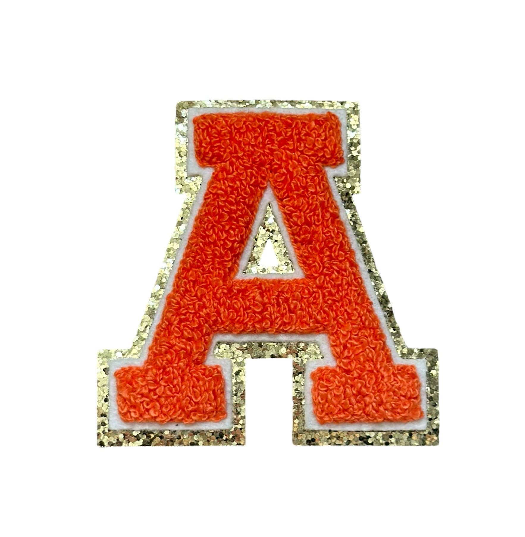 Rosie Posie Patches - Vendita all'ingrosso Toppe - Lettere Varsity in Ciniglia Arancione di Qualità Premium 3,12"1