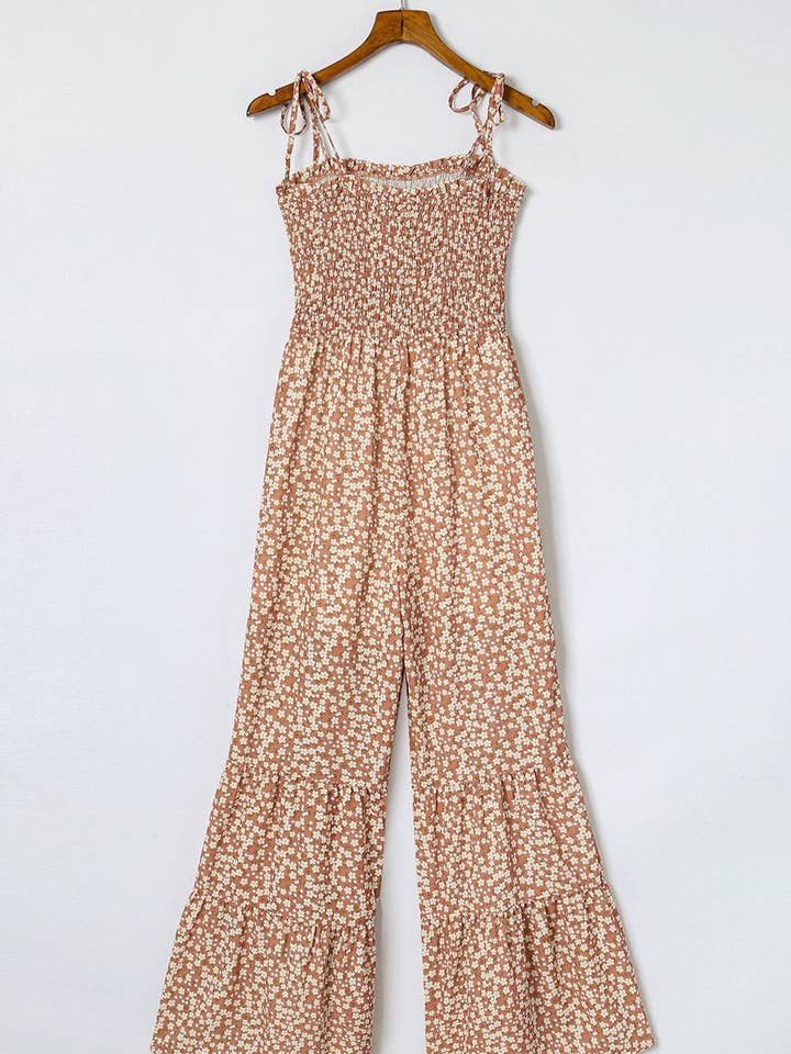 Lovesoft - Wholesale Jumpsuit - Dames - Jumpsuit met smalle bandjes en smockerlijfje en wijde pijpen en bloemenprint20