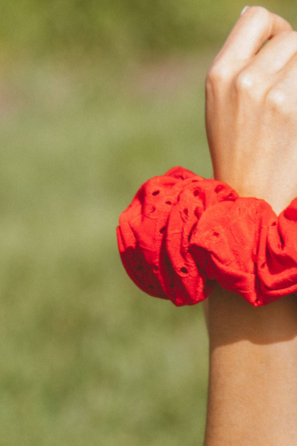 Shop Andi - Wholesale Scrunchie - Women's - Red Eyelet Jumbo Scrunchie3
