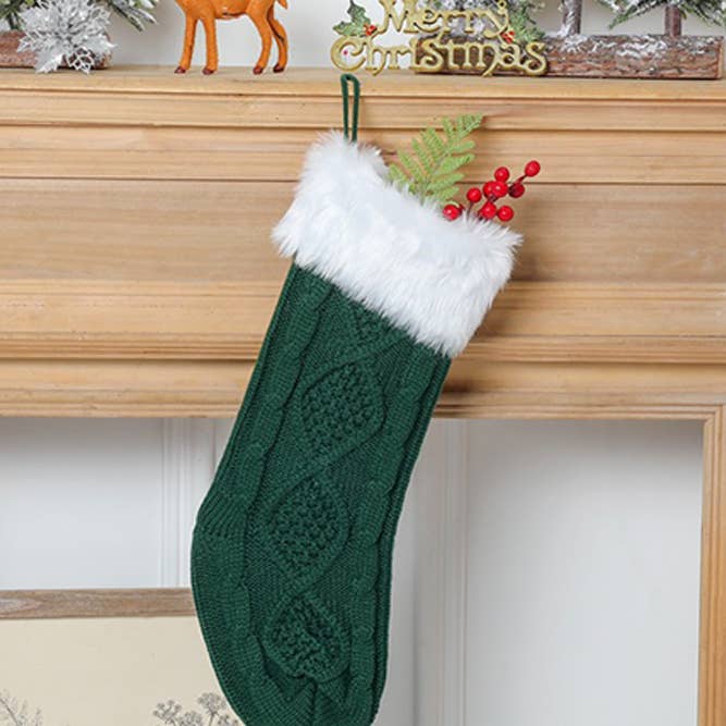 UNISHE - Wholesale Holiday Stocking - Cable Knit Fur Splicing Christmas Socks MOQ 3pcs ZK1541