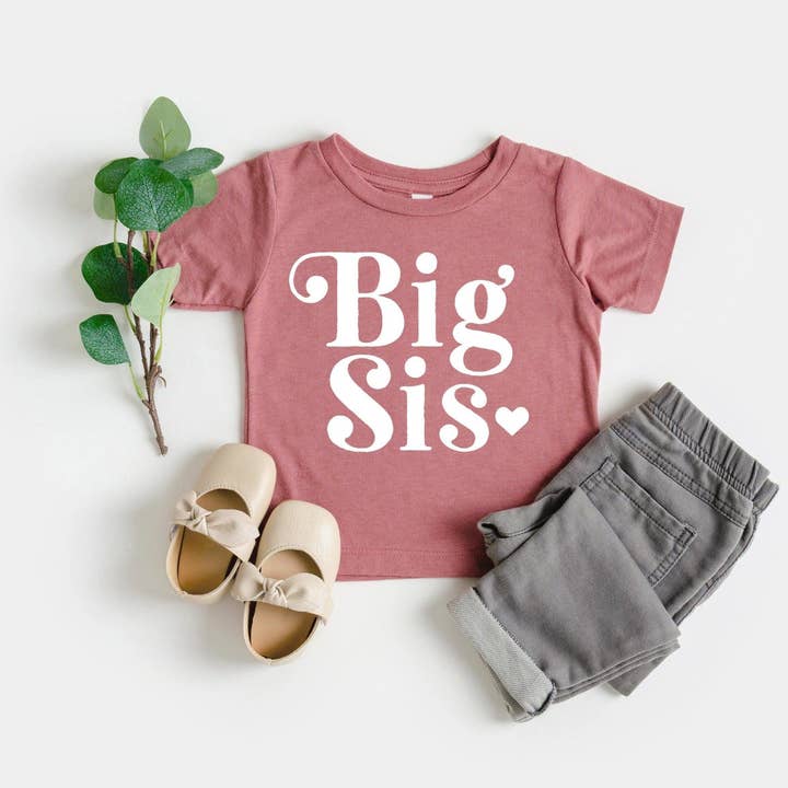 Verita Culture - Wholesale Screen Printed T-Shirt - Kids - Big sis Baby And Toddler Sister T-Shirt (Retro)1