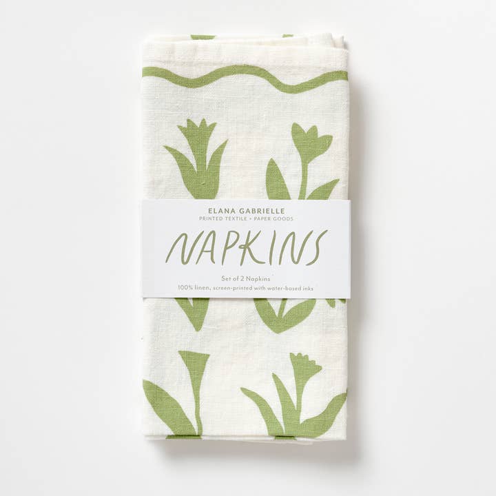 Tulips Linen Napkins - Set of 2 for wholesale by Elana Gabrielle