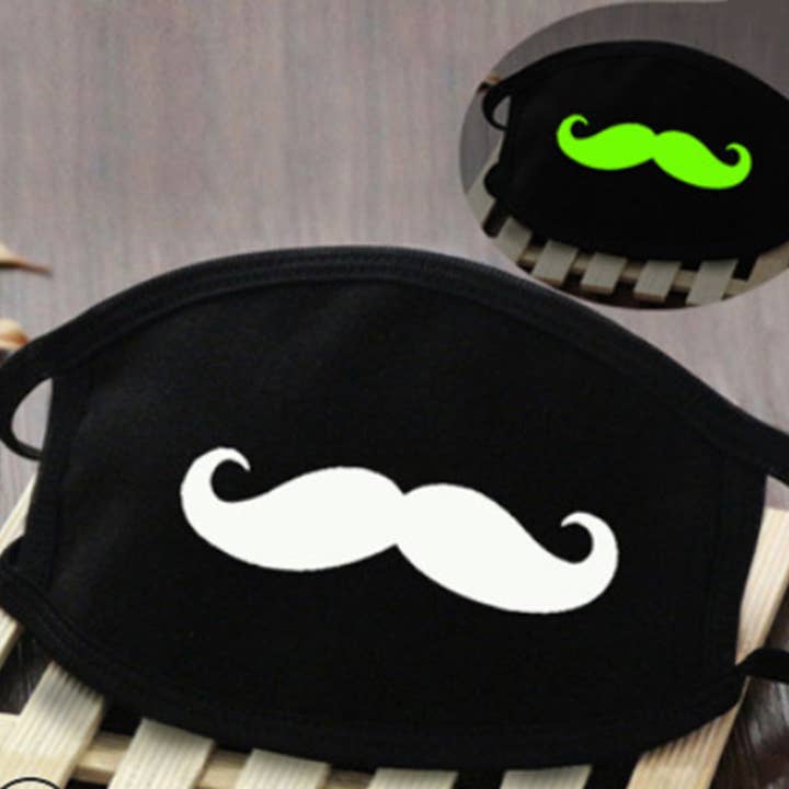 Gloeiende in het donker snor wasbaar katoenen masker voor wholesale door Wenchoice