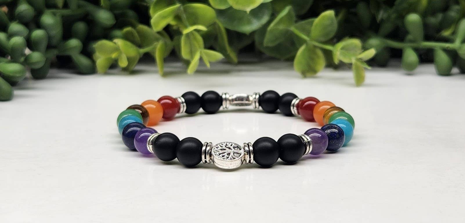 Meraki Gemstones - Wholesale Beaded Bracelet - Chakra-Tree of Life Stretchable Bracelet 8mm -7.5" Long1