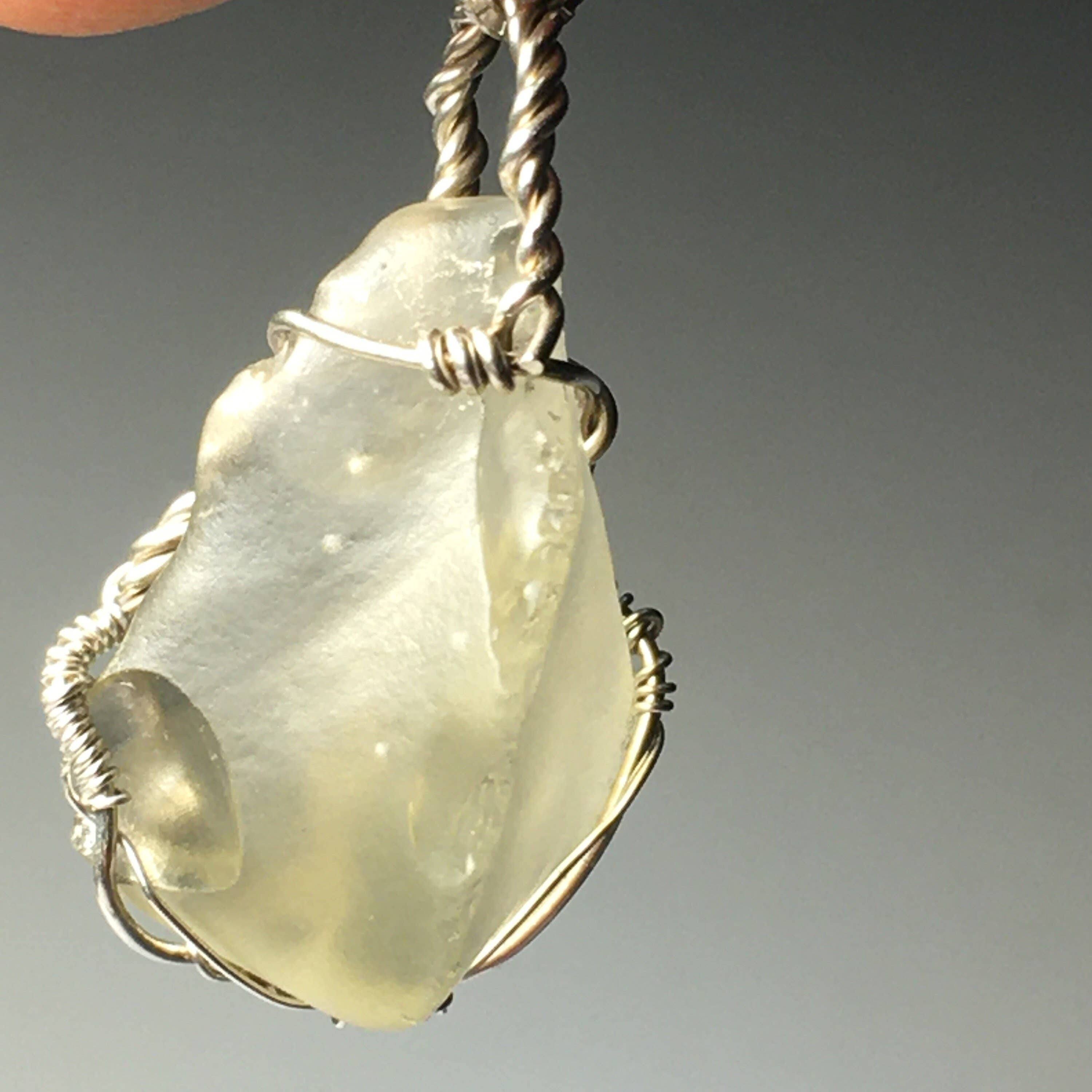 Wildheart Crystals - Wholesale Individual Charm/Pendant - Natural Libyan Desert Glass Solid Silver Wire Wrap Pendant0