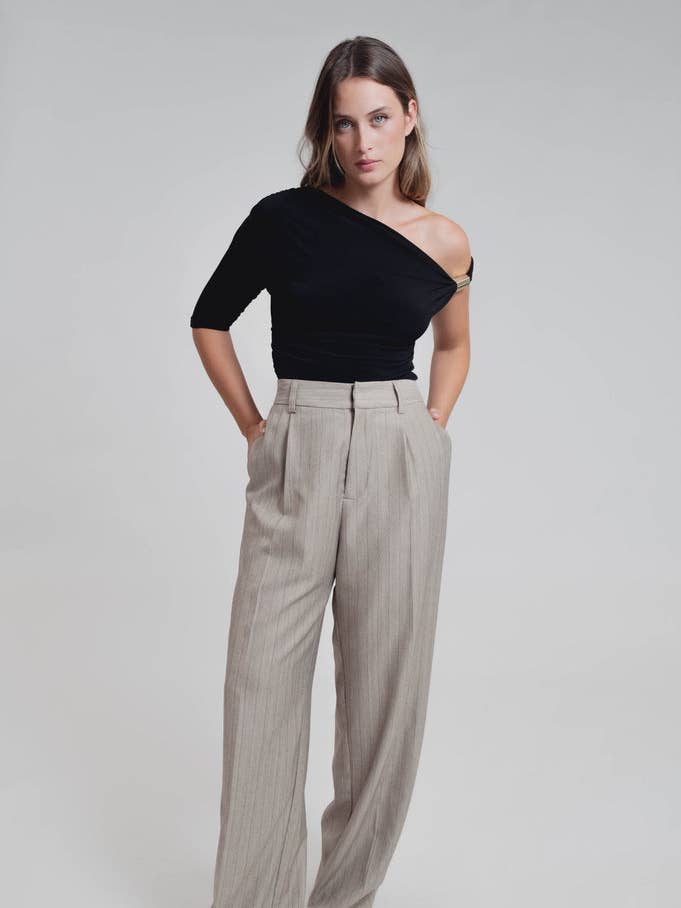 PLEATED PINSTRIPE TROUSERS for wholesale by Javier Teruel García - InfinityWear
