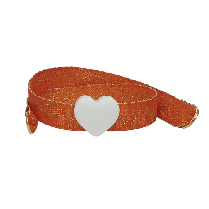 BRACELET ORANGE LAME' CŒUR BLANC pour la vente par Smartever Srl