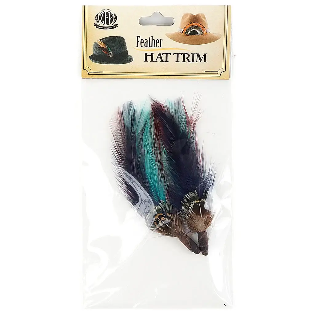 Zucker Feather Products - Venta al por mayor Accesorio para sombrero - Mujer - Ribetes de sombrero con forma de cabeza de faisán, color cobre, aguamarina oscura4