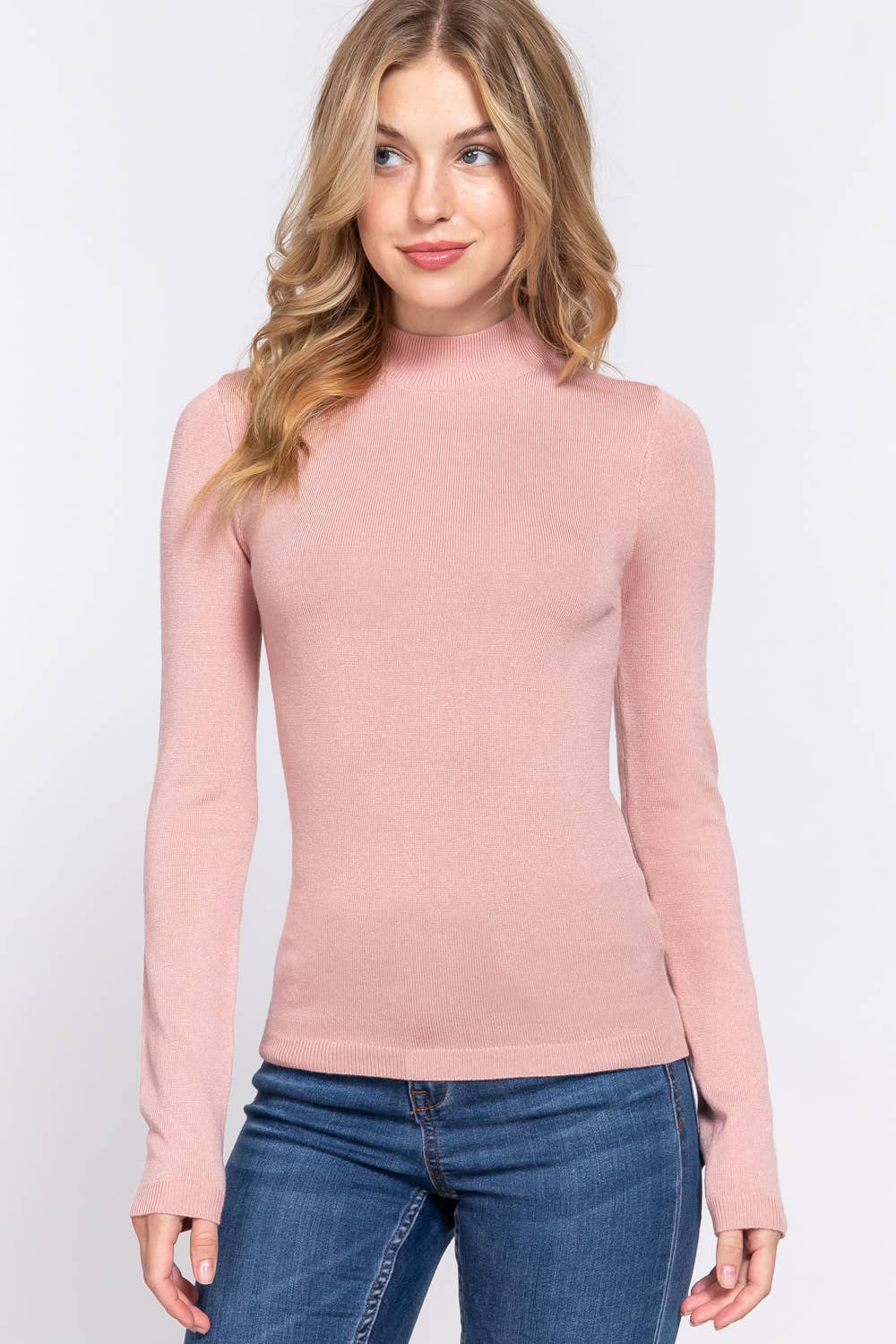 Active Basic | Active USA - Venta al por mayor Jersey de punto - Mujer - Suéter básico de manga larga con cuello simulado53