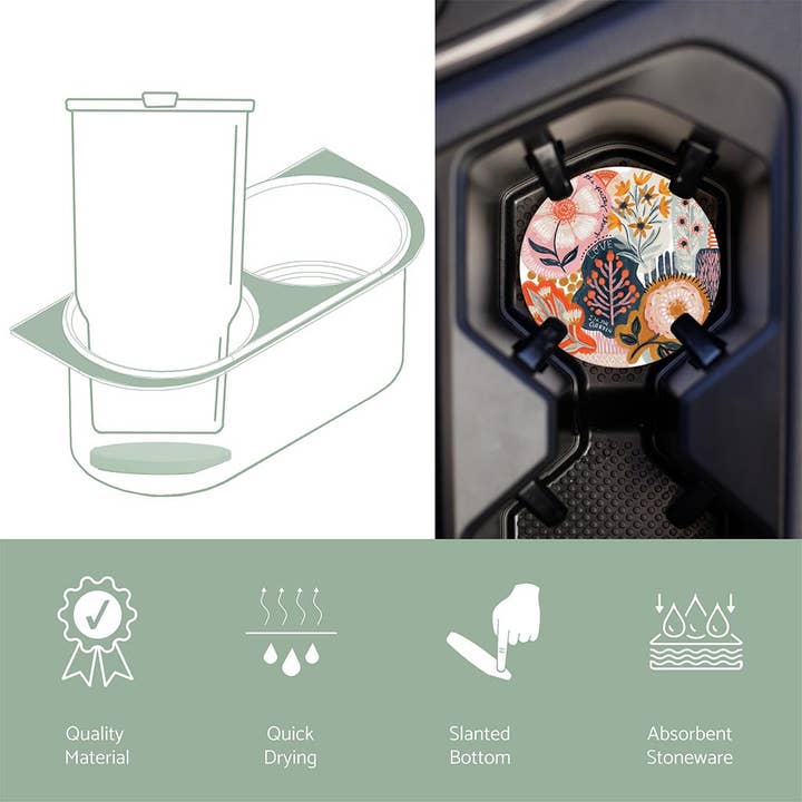 Clairmont & Co - Wholesale Car Coaster - Women's - Car Coaster-Pretty Things Abstract Florals6