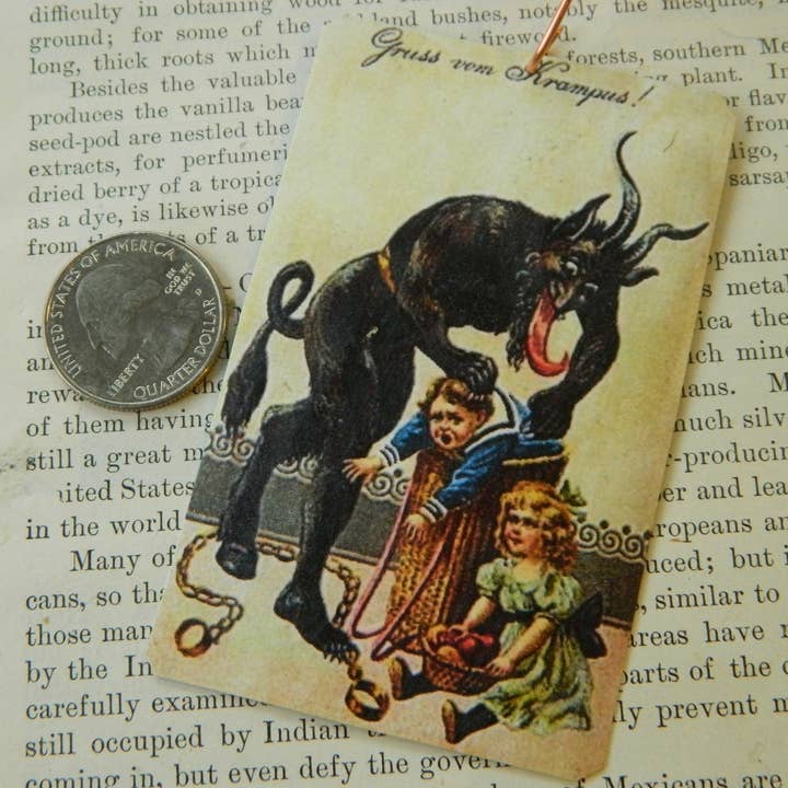 Sarah Wood Studio - Vente Objets de décoration - Ornement Krampus classique Krampus avec enfants dans le panier1