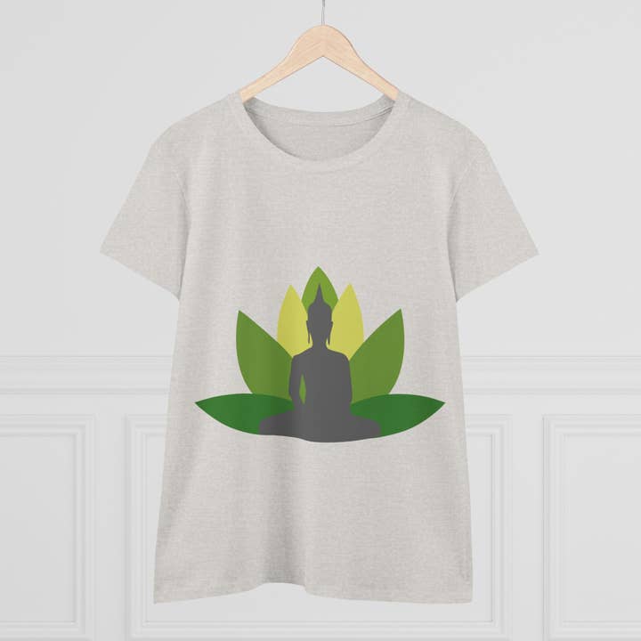 Restored By Nature Company - Wholesale Screen Printed T-Shirt - Women's - Women’s Graphic Tee – Buddha with Lotus Flower – Mid-weight Soft Cotton3