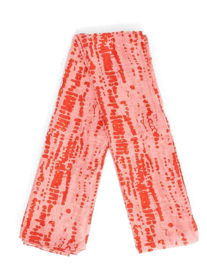 Soraya Lightweight Cotton Scarf - Red/Pink, Tie Dye for wholesale by Sarta Accessories