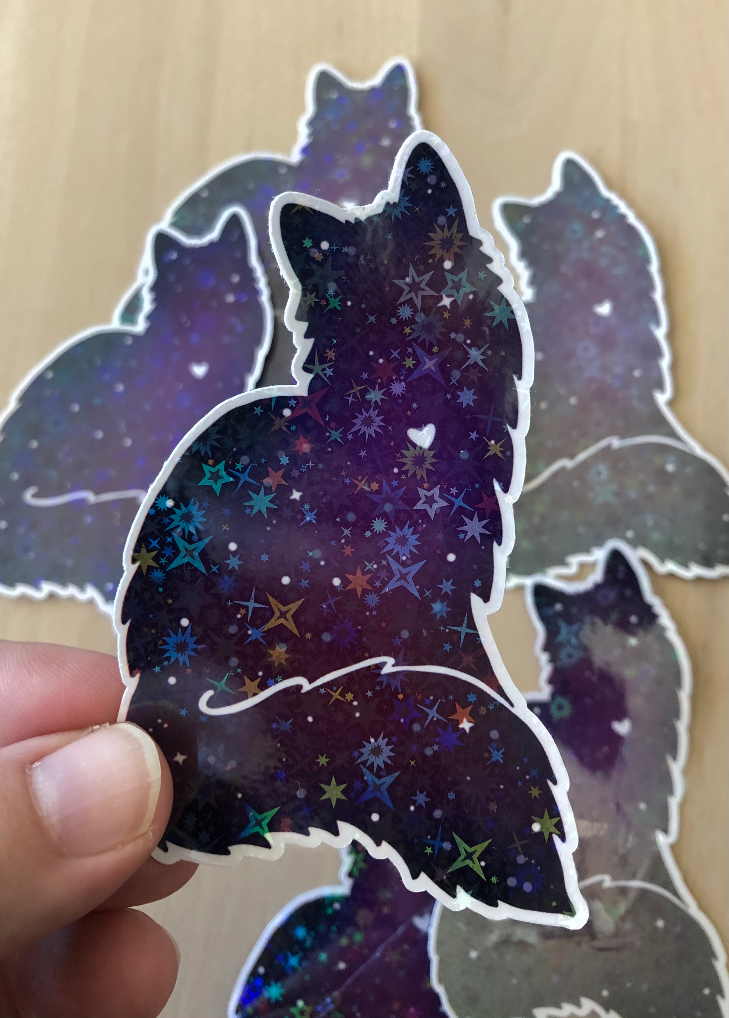 Jaycat Designs – Großhandel Aufkleber – Holographischer Galaxy Cat Vinyl-Aufkleber1