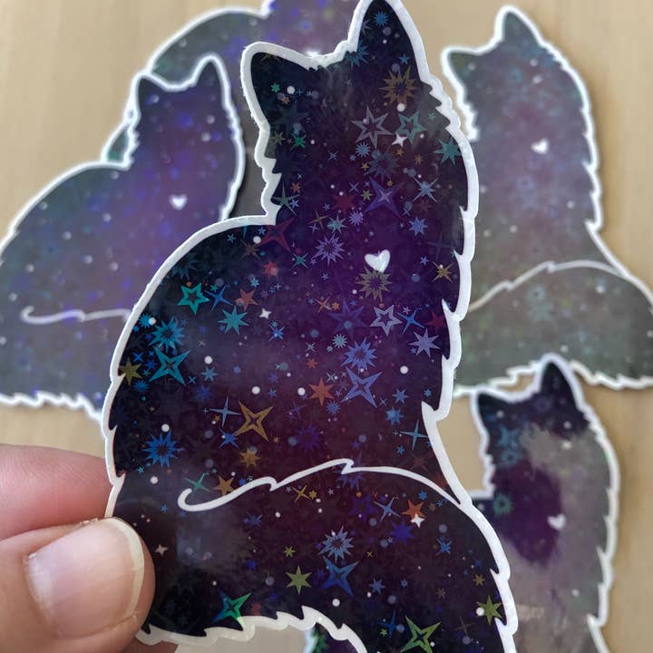 Jaycat Designs – Großhandel Aufkleber – Holographischer Galaxy Cat Vinyl-Aufkleber1