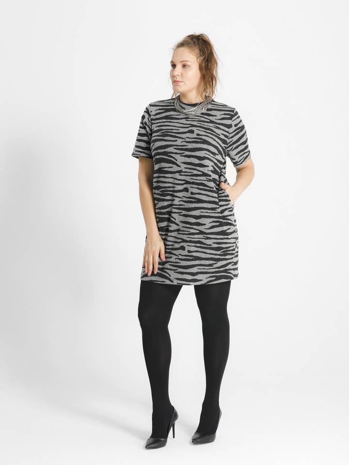 Eleny Zebra Jaquard Tee Dress for wholesale by Shegul