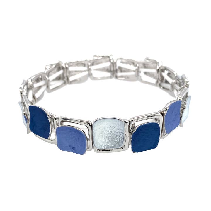 armbånd elastisk rhodineret mat blå mørk for engroshandel hos Signé