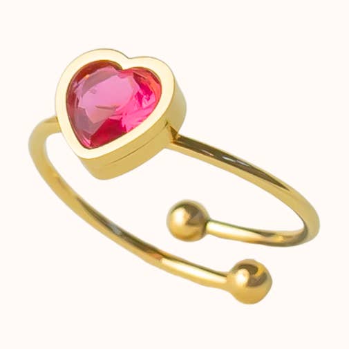 Januari Födelsesten Hjärtformad Ring - Granat för wholesale av Blue Buddha Jewelry