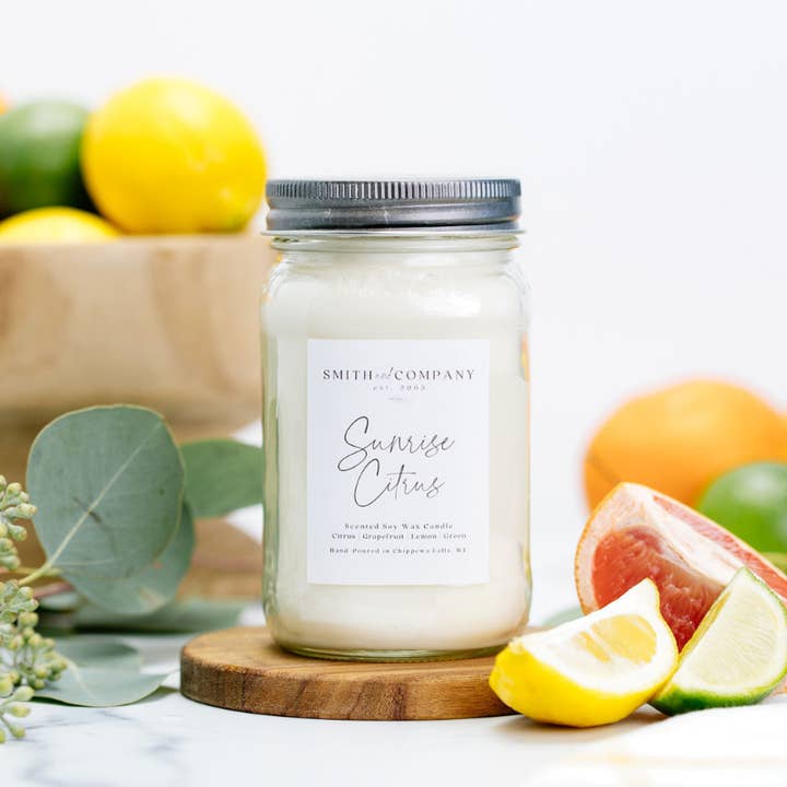 Smith and Company Candles - Vente Bougie en bocal - Sunrise Citrus | Bougie Mason Jar1