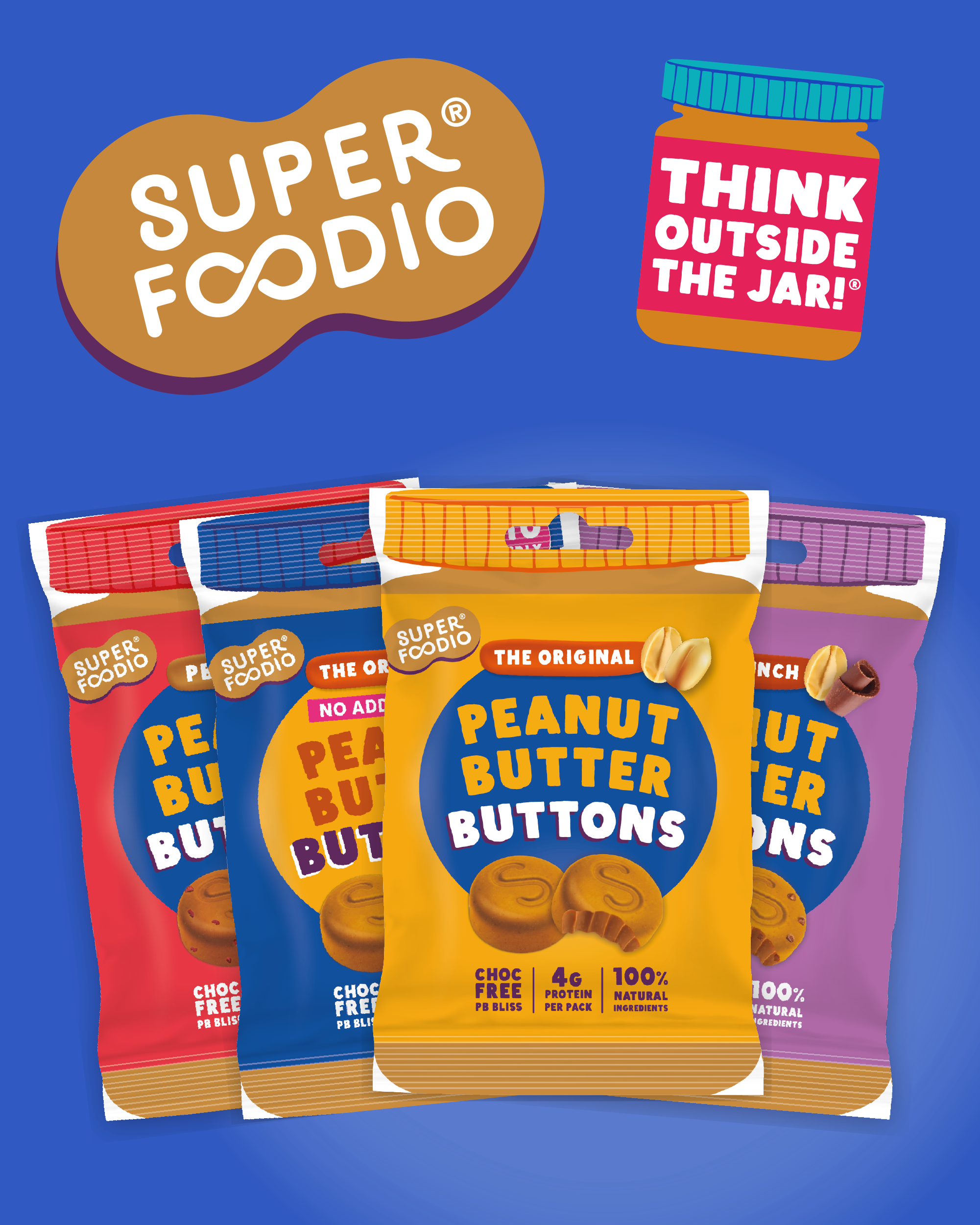 Superfoodio – wholesale Snack pack – Kids & baby – Peanut Butter Buttons - PB&Jelly (20g x 15 packs)5