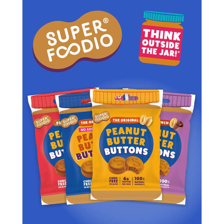Superfoodio – wholesale Snack pack – Kids & baby – Peanut Butter Buttons - PB&Jelly (20g x 15 packs)5