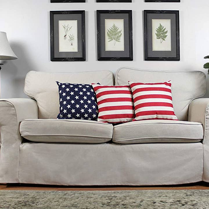 Kurated Korner - Wholesale Throw Pillow Cover - AuldHome Design American Flag Pillow Covers, Set of 3