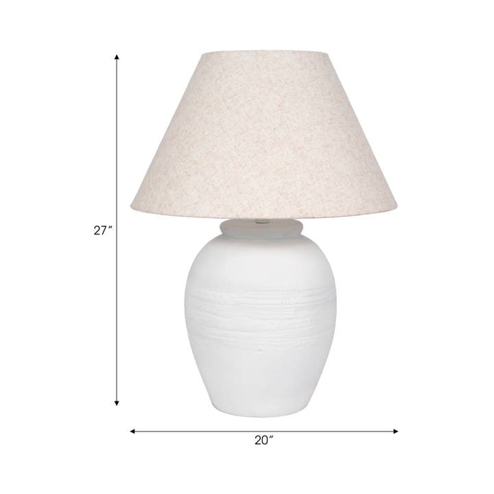 Sagebrook Home - Wholesale Accent/Desk Lamp - Ceramic Tapered Shade Artisan Jug Table Lamp - White, 27 in.5