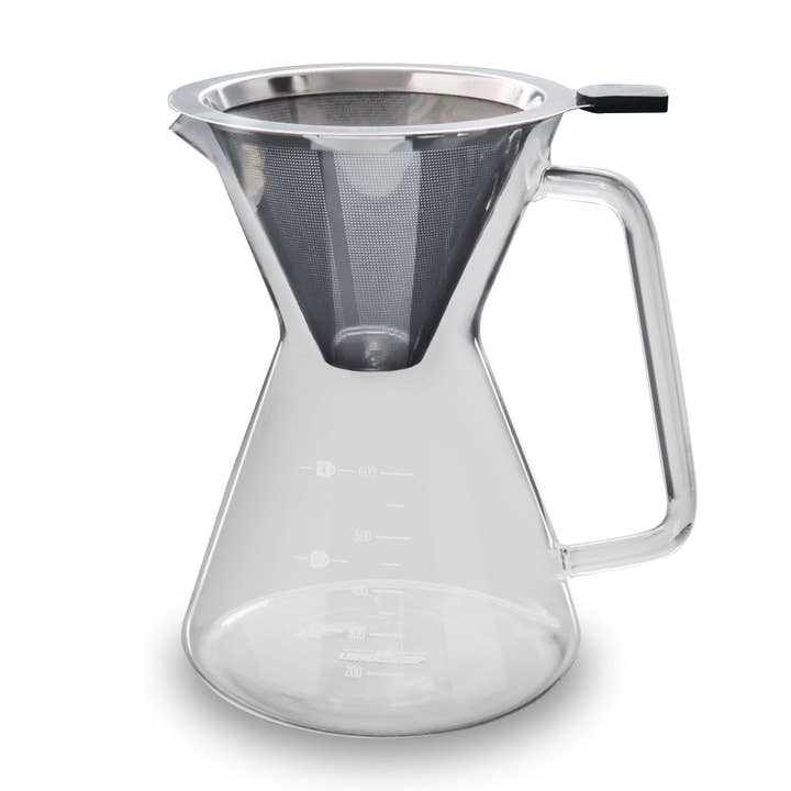 London Sip Glass Pour Over Carafe w/ Reusable Filter, 1200ml for wholesale by Kitchen Supply