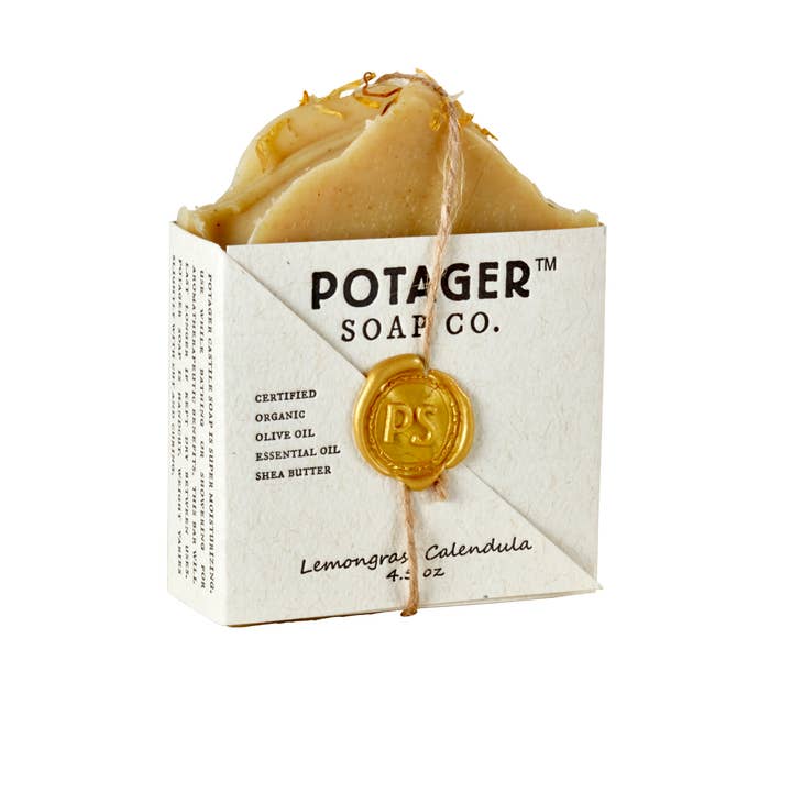 Potager Soap Company - Wholesale Bar Soap - Lemongrass Calendula Bar Wrapped | Gift‑Ready Artisanal5