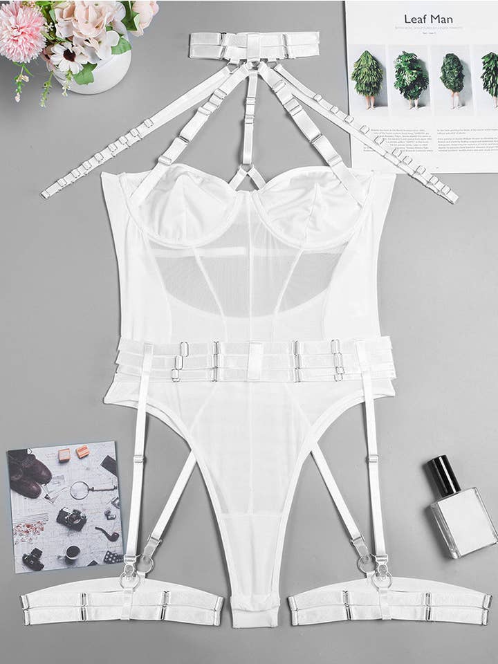 Tourtiwi - Wholesale Lingerie Bodysuit - Women's - Sexy Mesh Halter Lingerie Bodysuit16