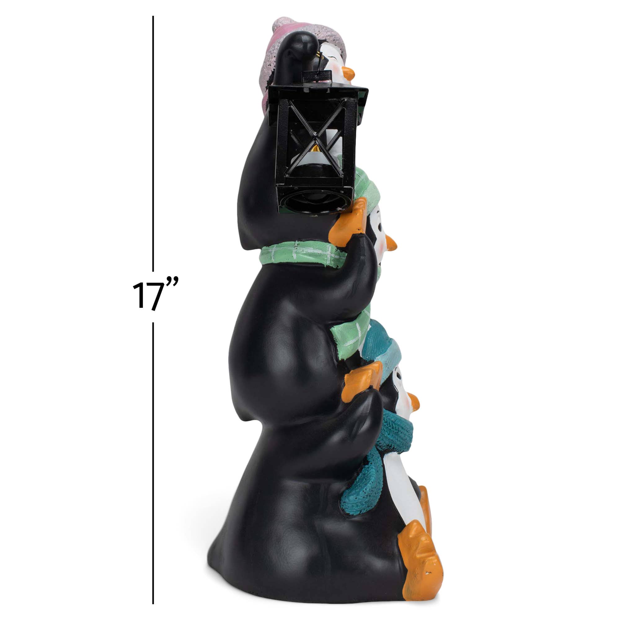 EAST AVENUE - Wholesale Outdoor Ornament/Decor - Penguin Pile-up 17 inch Resin LED Door Greeter Figurine1