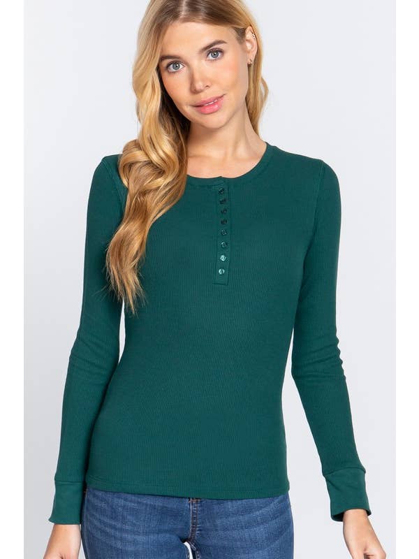 Vanilla Monkey - Wholesale Knit Top - Women's - Long Sleeve Henley Thermal Knit Top17