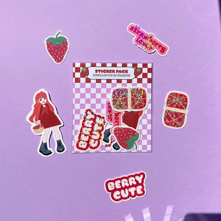 Klistermärkspaket jordgubbsplockning för wholesale av bloomie