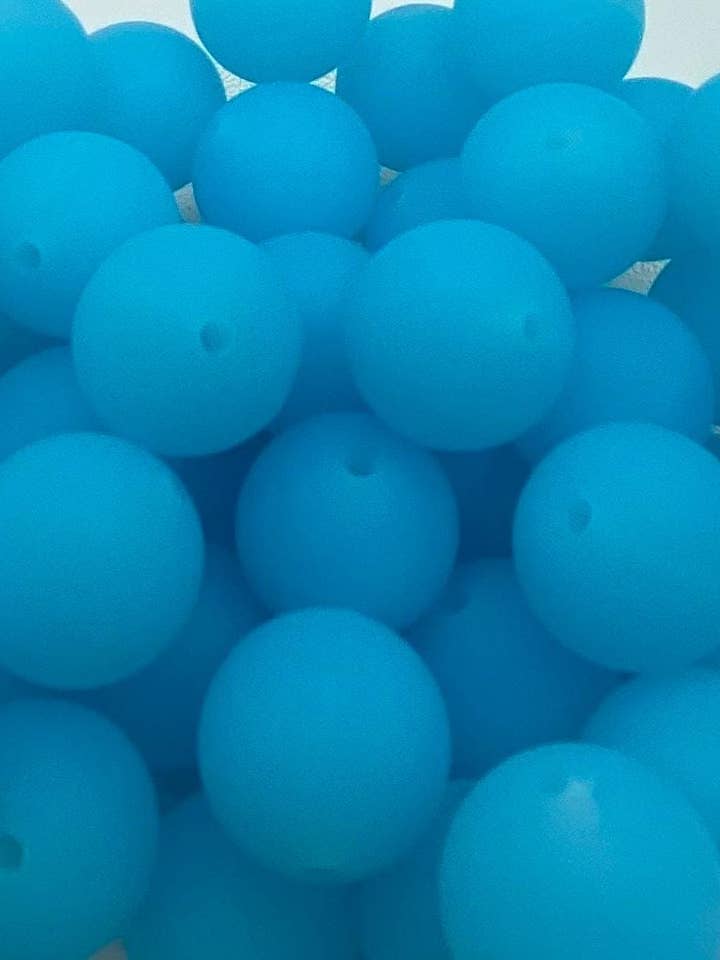 10 Transparent Blue Solid Round Silicone Beads - 15mm for wholesale by ASAP Craft Supplies