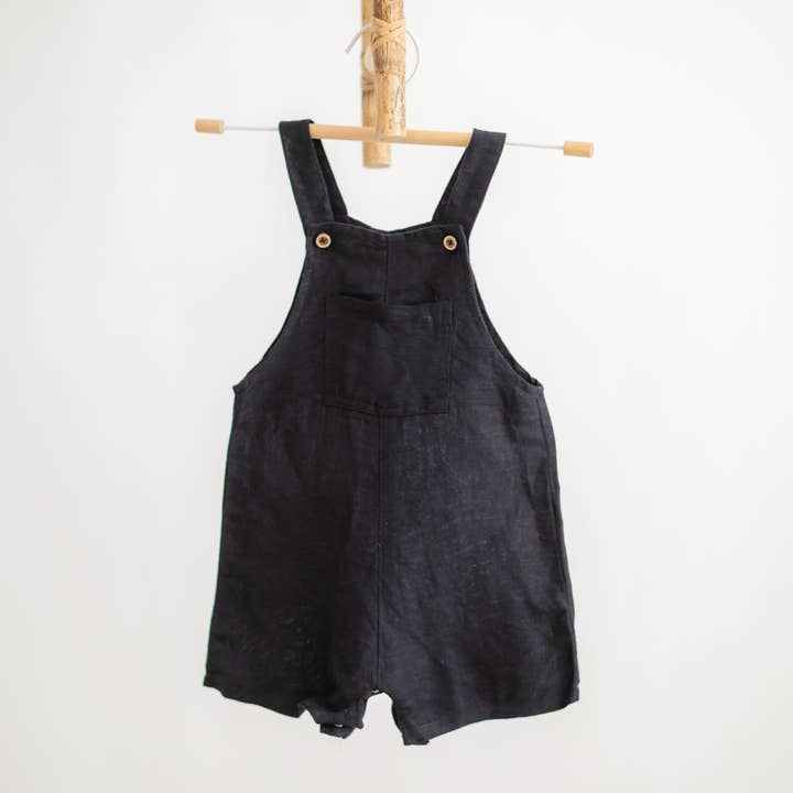 Zoey Inc. - Wholesale Overalls – Baby - Pocketful of Play Linen Cotton Unisex Dungaree (Black)1