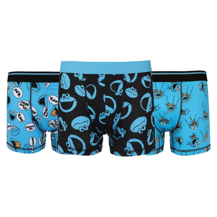Bioworld Merchandising - Wholesale Underwear - Men's - Sesame Street Cookie Monster Men's 3-Pack Boxer Briefs