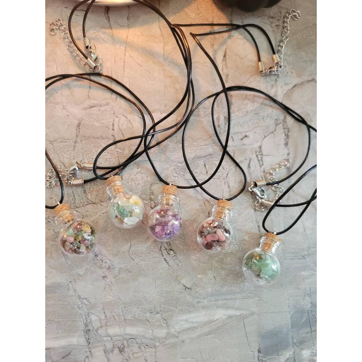 My Magic Place Shop - Wholesale Pendant/Charm Necklace - Glass Wishing Bottle Leather Cord Pendant Necklaces7