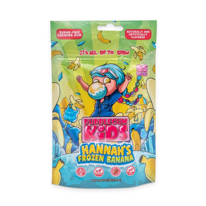 Bubblegum kids - Wholesale Chewing Gum - Hannah's Frozen Banana (55 Pc) Banana Sugar Free Gum