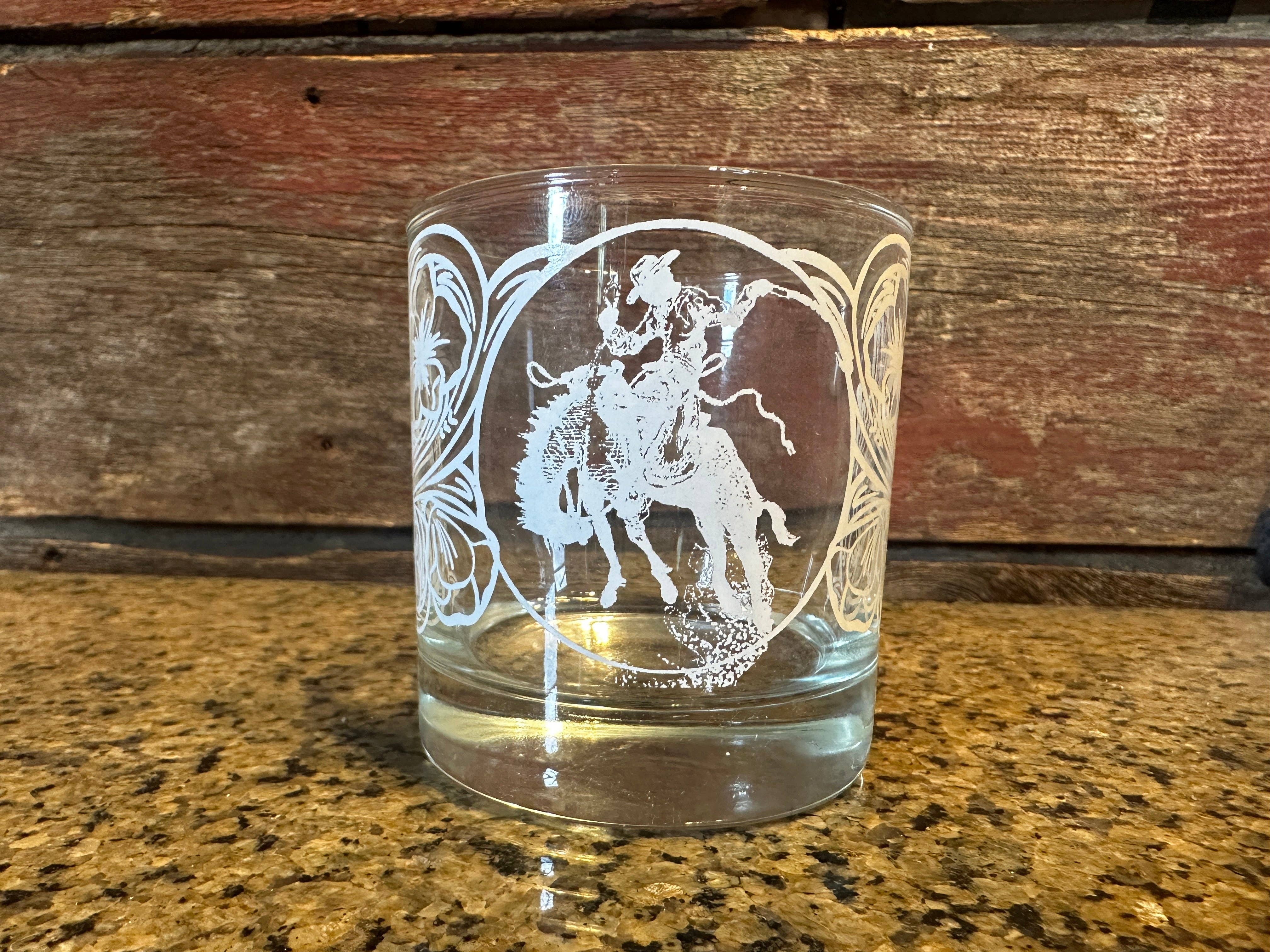 The Rodeo Rose - Vente Verres à cocktail/alcool - Verre à whisky 'On the Rocks' Ranch Bronc Cowgirl Rodeo Western Cowboy1
