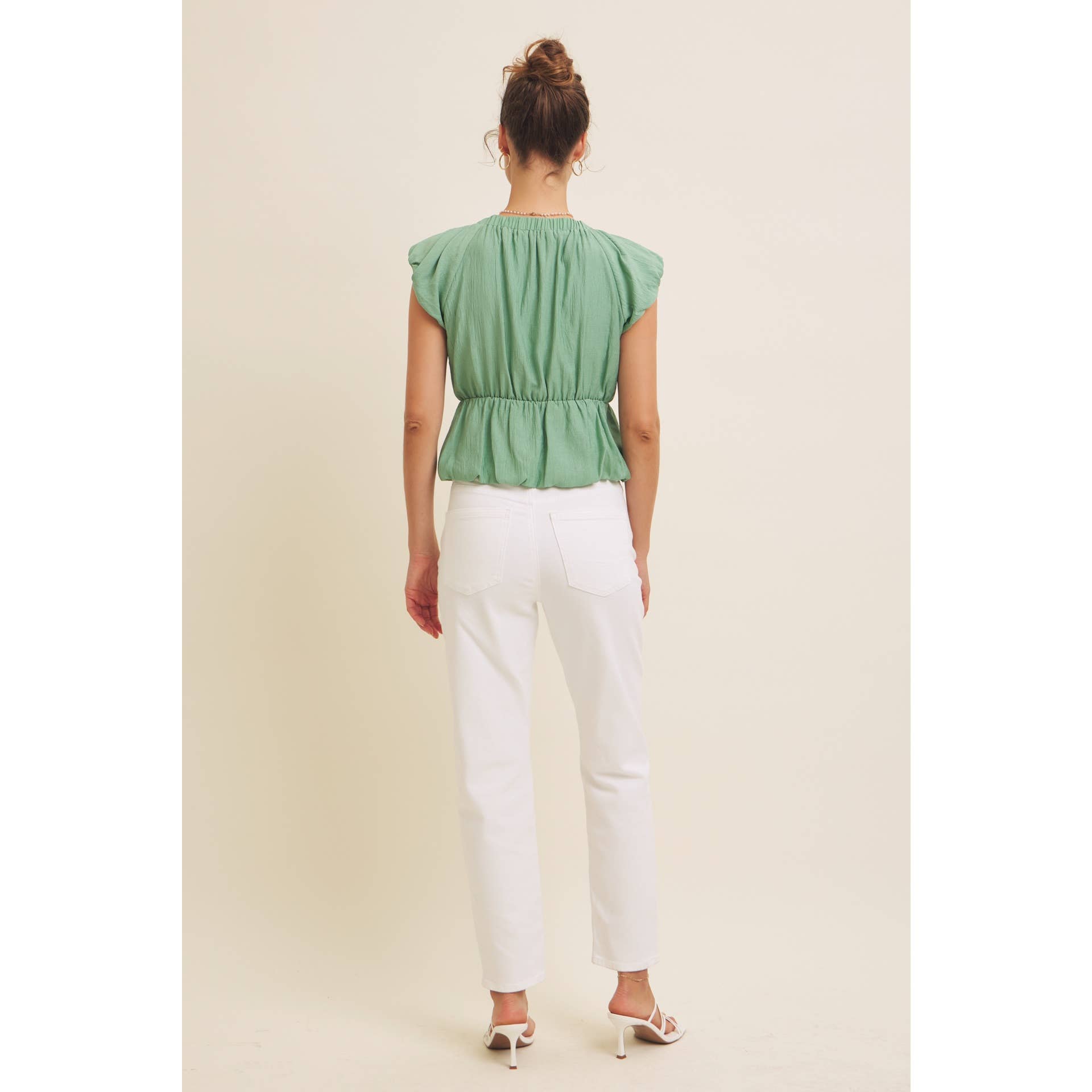 in february - Wholesale Blouse - Women's - SEASONLESS FEMININE CRINKLE BLOUSE WITH CONTRAST BOW TIE25