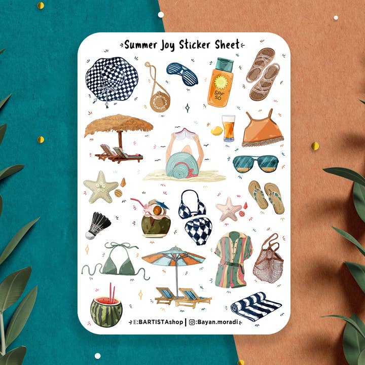 Lençol autocolante Summer Joy, autocolantes beach time, planener sti por atacado de Bartista