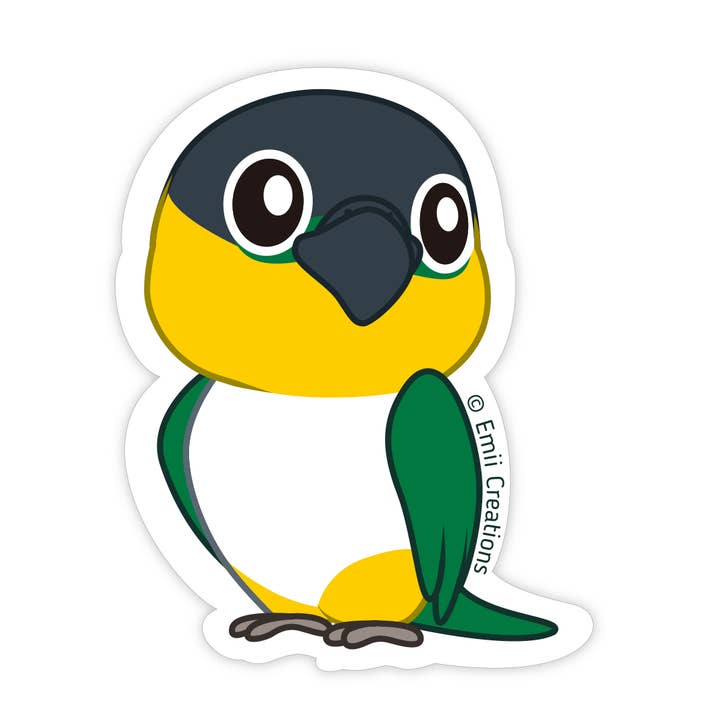 Sort Headed Caique Fugl Vinyl Sticker for engroshandel hos Emii Creations