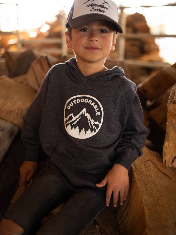 Heather Navy com capuz branco ao ar livre por atacado de Outdoorable Apparel