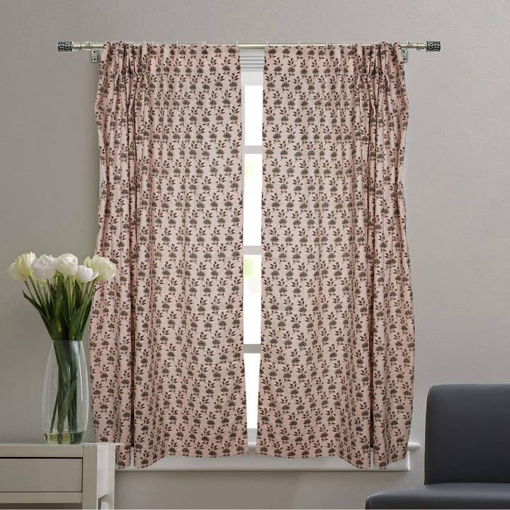 Indisk blokviskose farvet linned ringgardin - Deepika for engroshandel hos Fabdivine