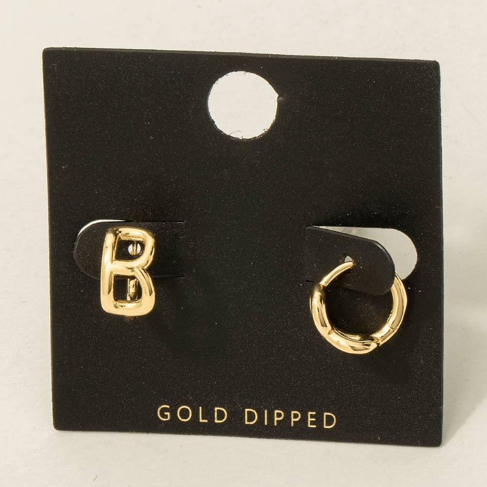 Fame Accessories – wholesale Hoop-örhängen – Guldpläterade miniörhängen med initialbokstav4