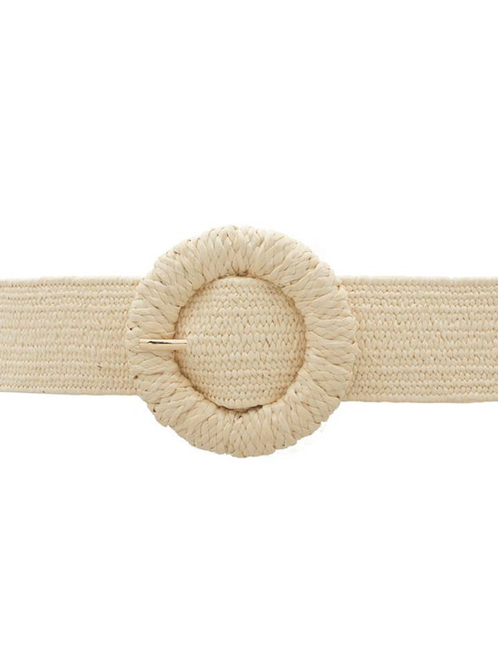 STRAW WRAPPED CIRCLE ELASTIC STRAW BELT H-50113 for wholesale by anbfashion