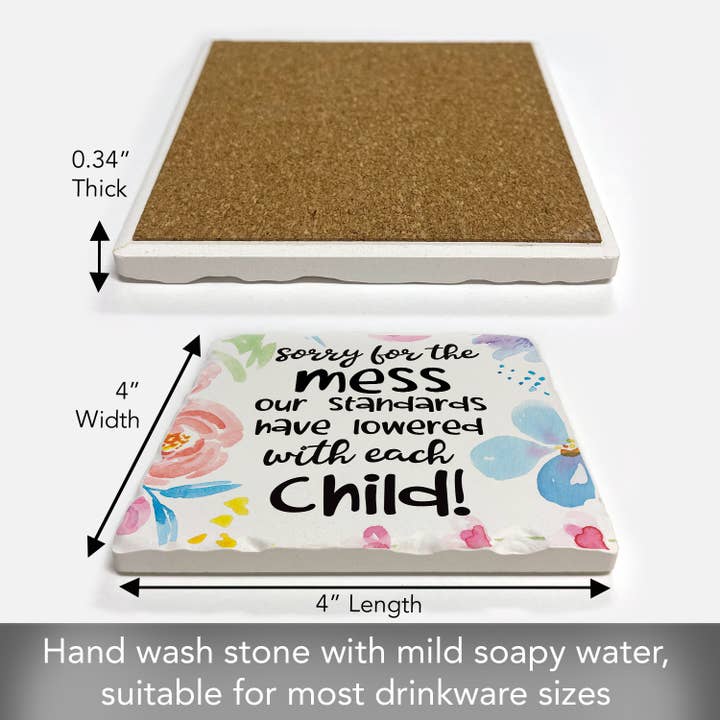 Conimar Promotions - Wholesale Coasters - "Sorry For The Mess" Single Tumbled Tile Coaster 2