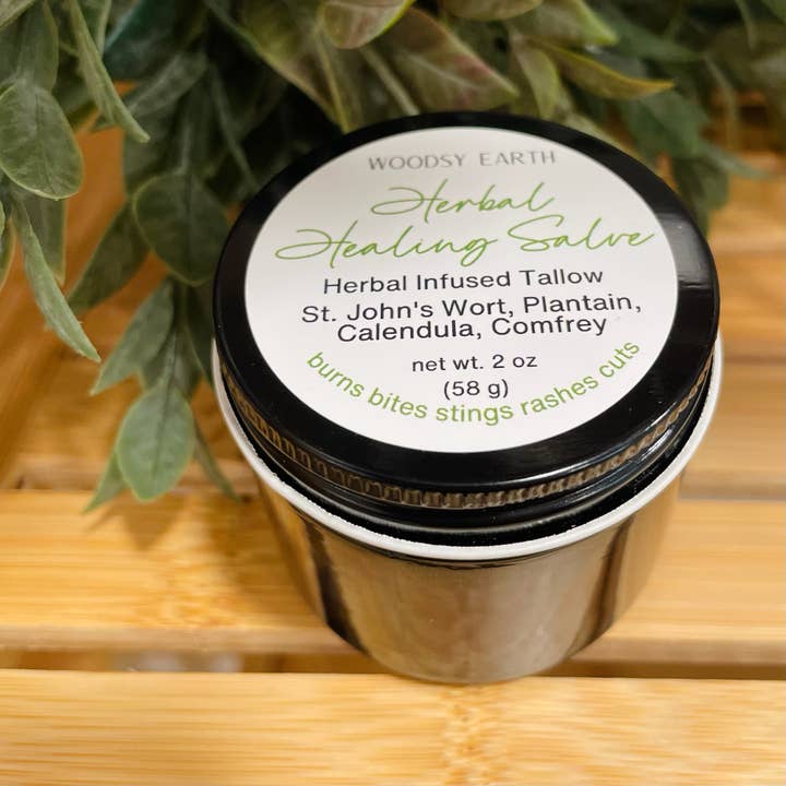Herbal Healing Salve| Grass Fed Beef Tallow| Herbal Infused for wholesale by Woodsy Earth